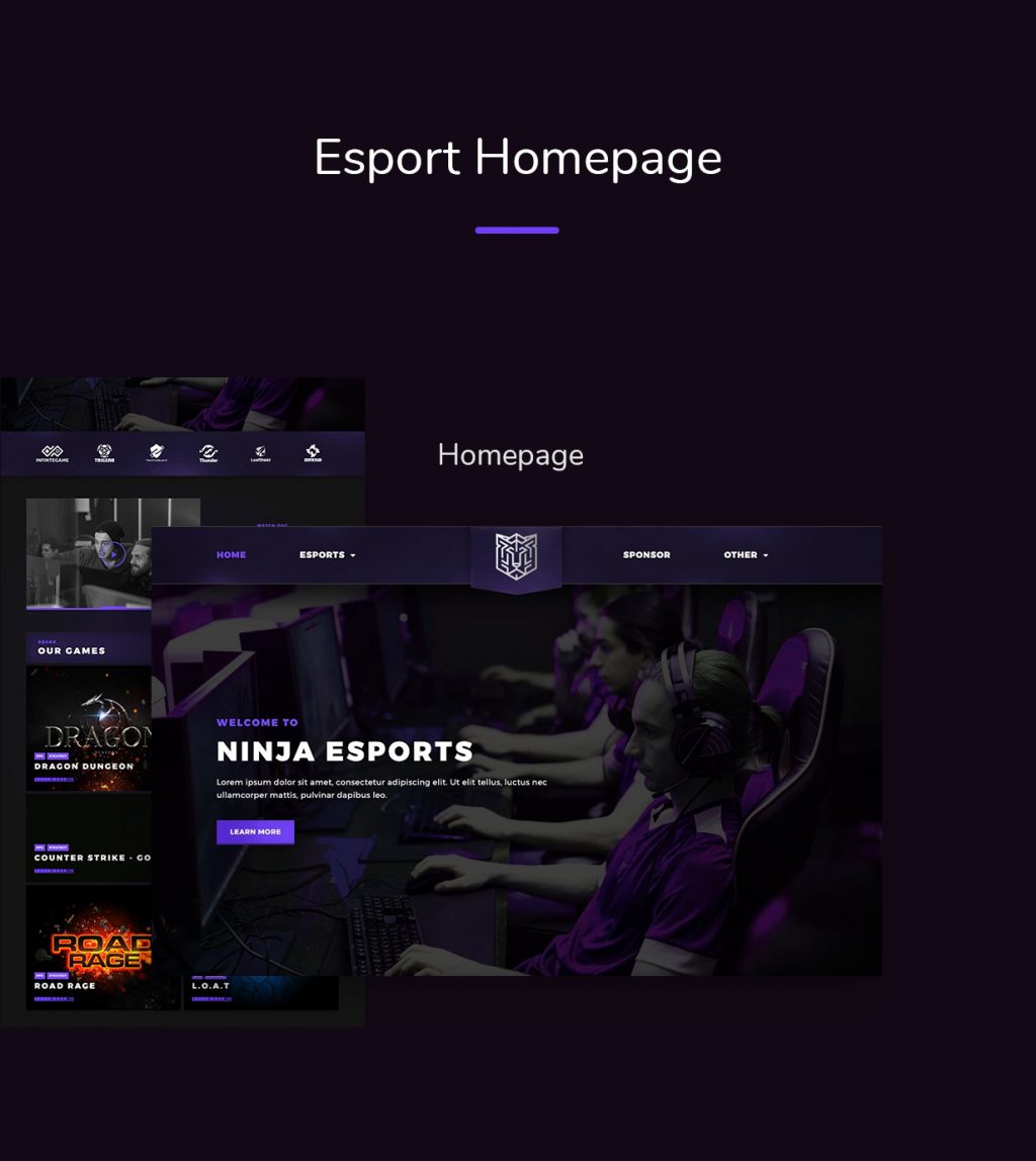 eSport-01-Homepage Esportize | eSports Elementor Template Kit theme WordPress 